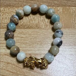 #1121**Yellow Gold Plated Dragon Beaded Bracelet